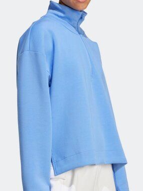ADIDAS WOMEN'S SOFT LUX QUARTER-ZIP PULLOVER MOCK-NECK (BLUE FUSION) LARGE NWT